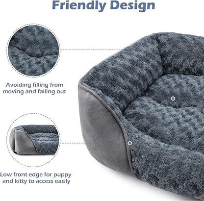 Large Dog Bed for Large Medium Small Dogs, Rectangle Washable Orthopedic Dog Bed, Soft Calming Sleeping Puppy Bed Durable Pet Cuddler with Anti-Slip Bottom L(30"x24"x9")