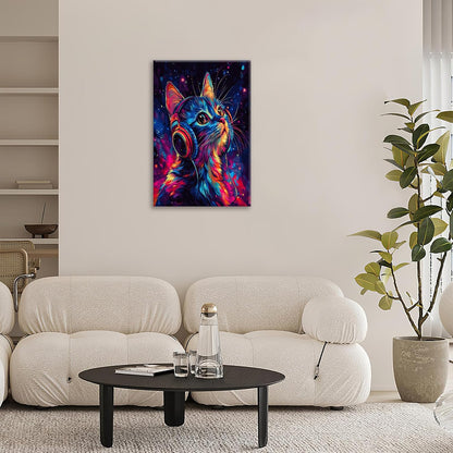 Cat Wall Art Canvas Fantastic Animal Wall Decor Prints Framed Painting Colorful Pictures Gifts Artwork for Bathroom Living Dining Kitchen 16"x24"