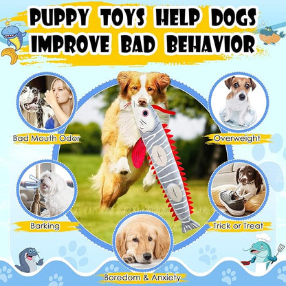 Interactive Dog Toys for Small,Medium and Large Breeds-Squeaky Tug Toy with Soft Fabric-Best Dog Boredom Toys to Keep Them Busy