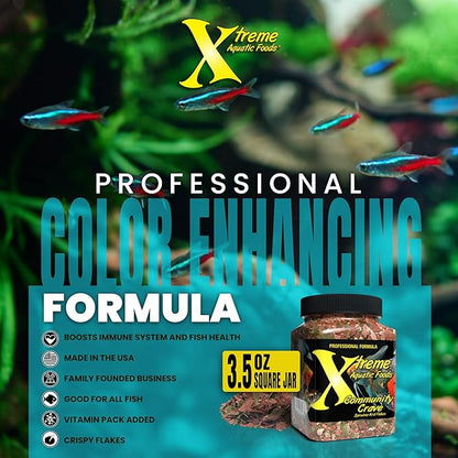 Xtreme Community Crave Flake - Krill & Spirulina Blend for Vibrant Colors, Immune Support and Digestive Health, Tropical & Freshwater Fish Nutrition – Premium Community Aquarium Food (3.5oz)