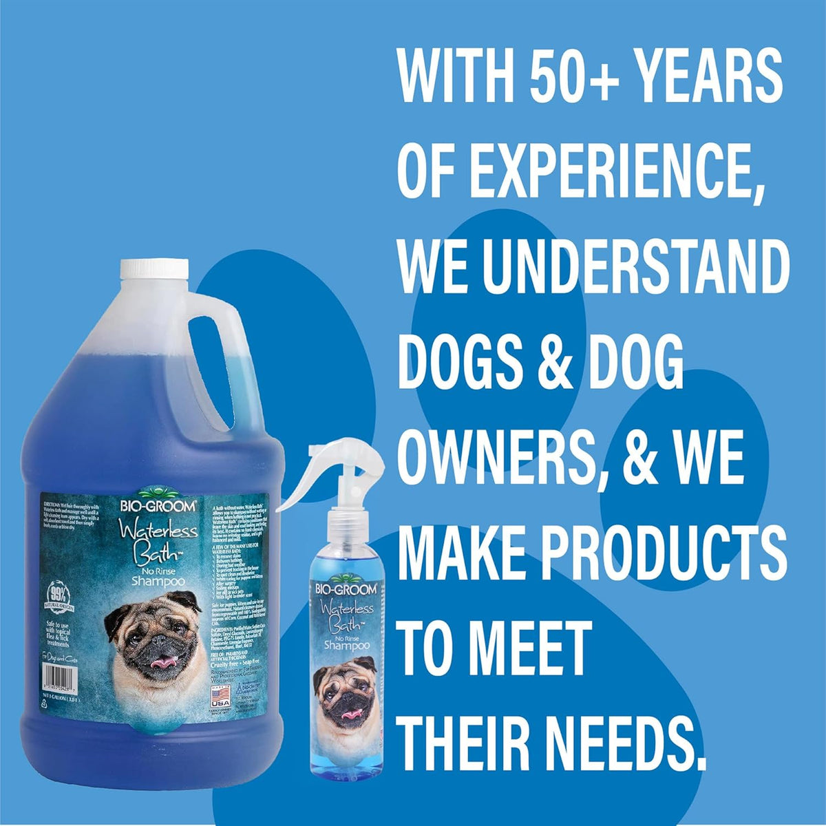 Bio-Groom Waterless Dog Shampoo - Tearless, No-Rinse, Dog Bathing Supplies, Puppy Wash, Cat & Dog Grooming Supplies, Cruelty-Free, Made in USA, Dry Shampoo Spray, Dog Products - 8 fl oz 1-Pack