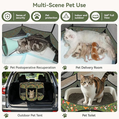 Siedihit Dog Cat Playpen, Puppy Pet Playpen Indoor for Small Dog | Crate Tent Cage Outdoor, Portable Pop Up Dogs Enclosure Kennel with Carrying Case for Dogs/Cats/Rabbits (Cottagecore, Small)