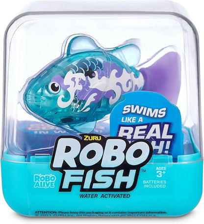 Robo Alive Robo Fish Series 2 (Teal + Orange 2 Pack) by ZURU Robotic Swimming Fish Water Activated, Changes Color, Comes with Batteries, Amazon Exclusive - Teal + Orange (2 Pack), 7165E