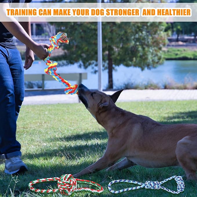 Leyndo 40 Pack Dog Chew Toys for Aggressive Dogs Plush Squeaky Rope Toys for Medium and Large Breed Pet Tug of War Teething Chew Tug