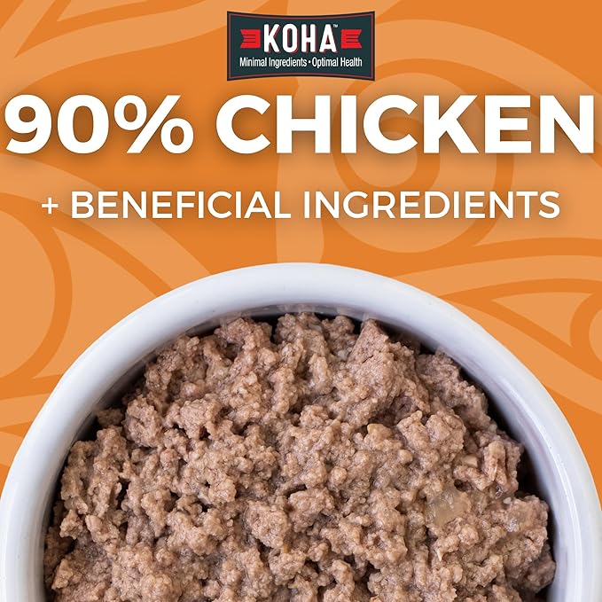 KOHA Limited Ingredient Diet Chicken Entrée for Dogs - Grain Free Wet Dog Food with No Fillers - Sesnsitive Stomach Chicken Dog Food - 13 oz Pack of 12