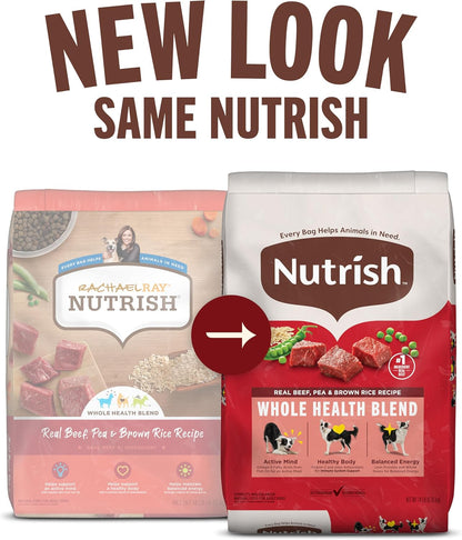 Nutrish Real Beef, Pea & Brown Rice Recipe Whole Health Blend Dry Dog Food, 14 lb. Bag, Packaging May Vary (Rachael Ray)