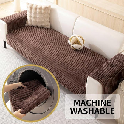 HAOMAIJIA Waterproof Couch Cover for Dogs Washable,Faux Fur Pet Couch Covers for Sofa,Soft Dog Bed Cover Non-Slip Couch Covers for 3 Cushion Couch Sofa Pet Friendly (Brown, 35" x 47" 1 Pack)