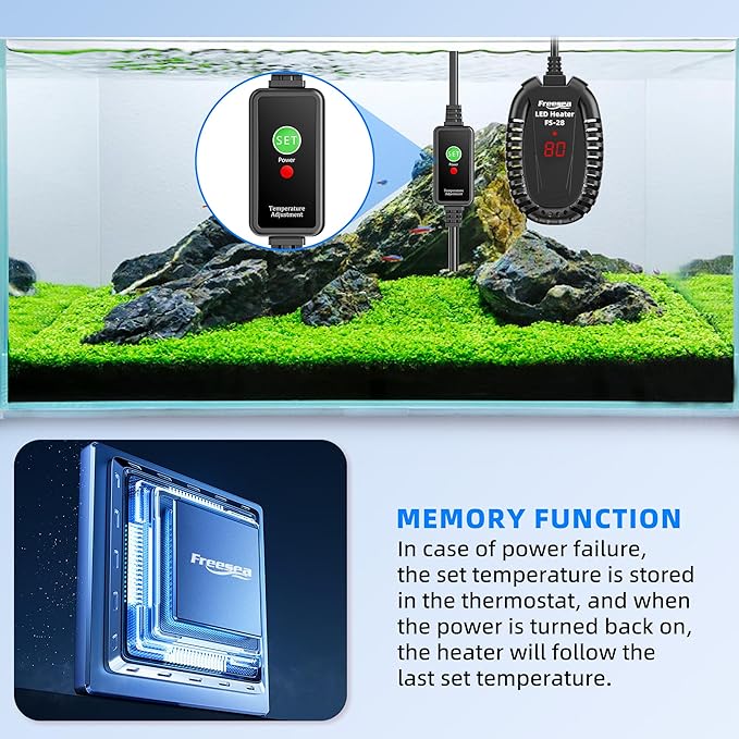 FREESEA Aquarium Fish Tank Heater: 50W Small Submersible Turtle Heater with Adjustable Temperature External Controller for Betta | Saltwater | Freshwater | 1-10 Gallon