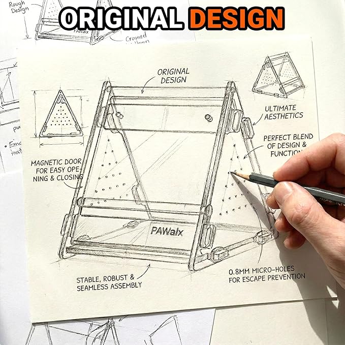 Triangular Jumping Spider Enclosure, Acrylic Terrarium with Magnetic Doors, 0.8mm Micro-Ventilation& Escape-Proof Design for Tarantulas, Lizards, Small Pets (Green,9.4"x10.9"x10.6")