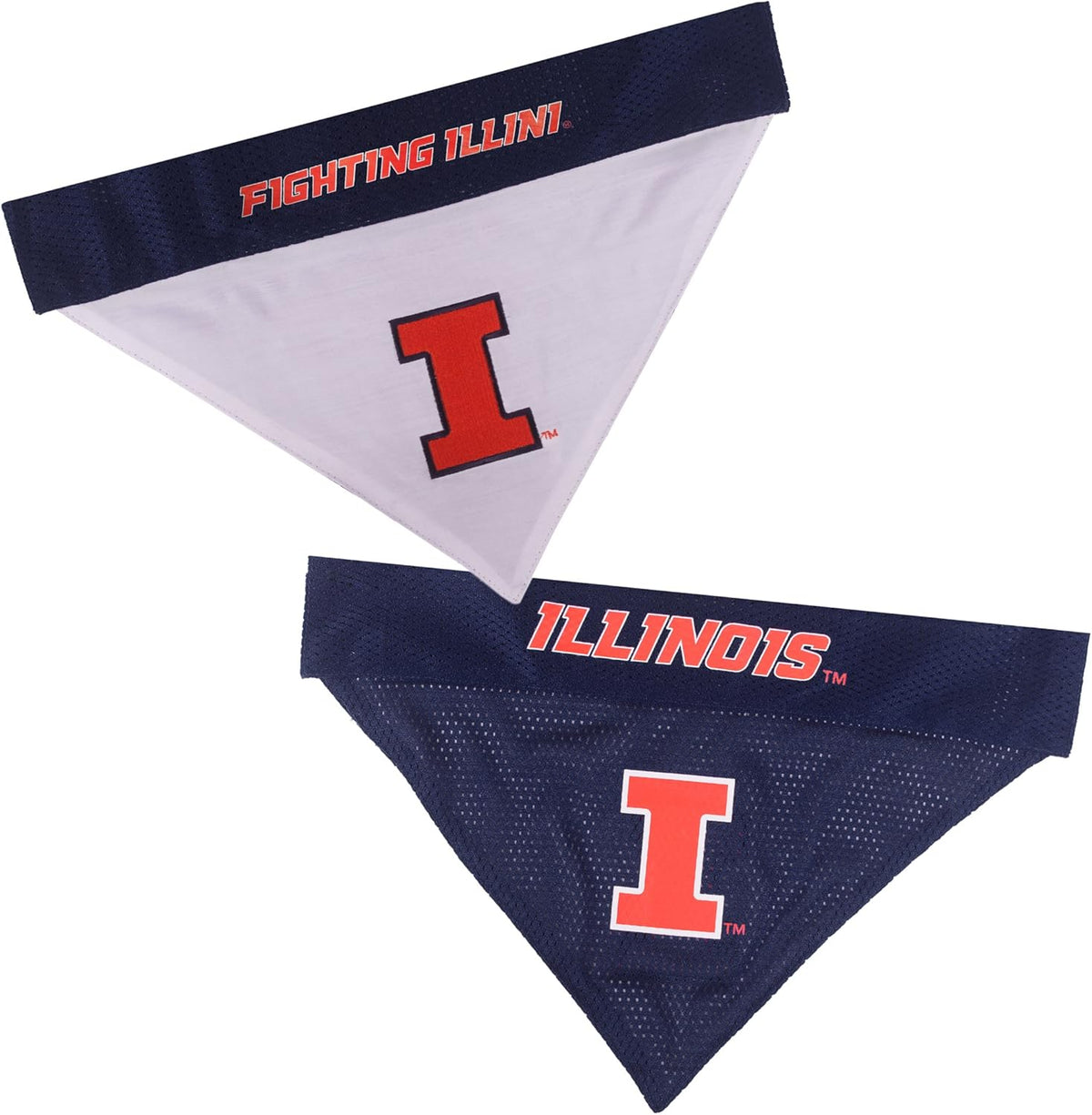 Pets First Collegiate Pet Accessories, Reversible Bandana, Illinois Fighting Illini, Large/X-Large