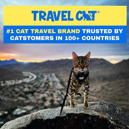 Travel Cat Harness and Leash Set - Adjustable Fit Mesh Cat Harness and Reflective Strap - Comfort Walking Vest for Kitten for Outdoor Walking, Hiking (Large, Black)