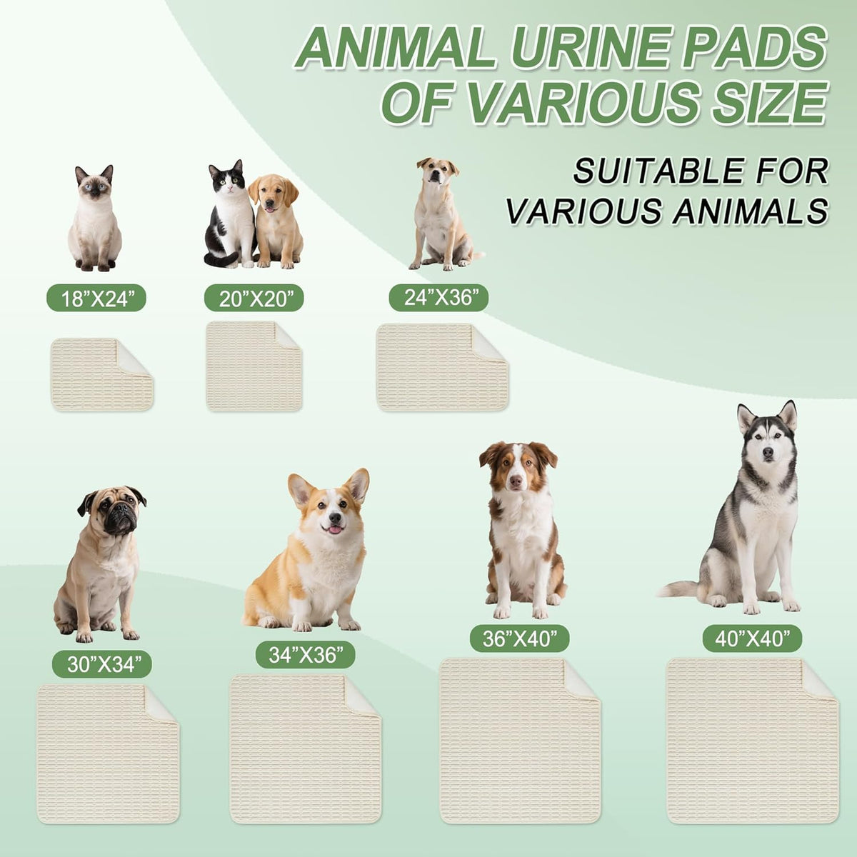 Washable Pee Pads for Dogs, 2 Pack Reusable Puppy Pads Dog Pads, Non-Slip Dog Pee Pads, Leakproof Pet Pee Pads Wee Wee Pads for Dogs. (Cream White, 40"x40"(Pack of 2))