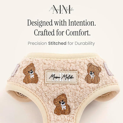 Embroidered Matching Dog Harness and Leash Set with Poop Bag – No Pull, Adjustable, Padded, Breathable Harness for Puppies, Extra Small Dogs, Small Dogs, and Medium Dogs (Small)