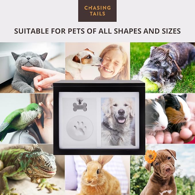 Chasing Tails Pet Urns for Dogs - Dog Urns for Ashes, Suitable for All Pets - Includes Paw Print Kit, Picture Frame and Photo Book for a Lasting Tribute and Keepsake Memory