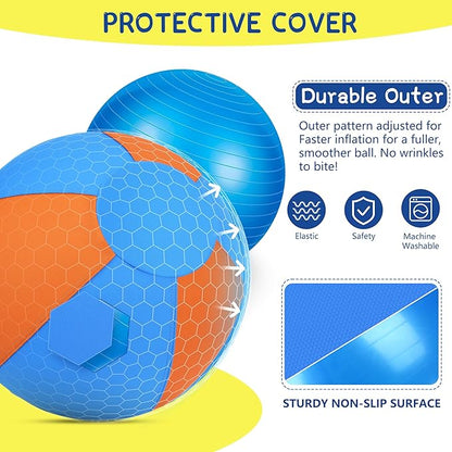 Herding Ball for Dogs and Horses - 18" Jolly Ball for Dogs, Agility Training Equipment, Herding for Australian/German Shepherd, Improved Bite-Resistant, Reinforced Sewing Dog Toys - Blue&Orange (NEW)
