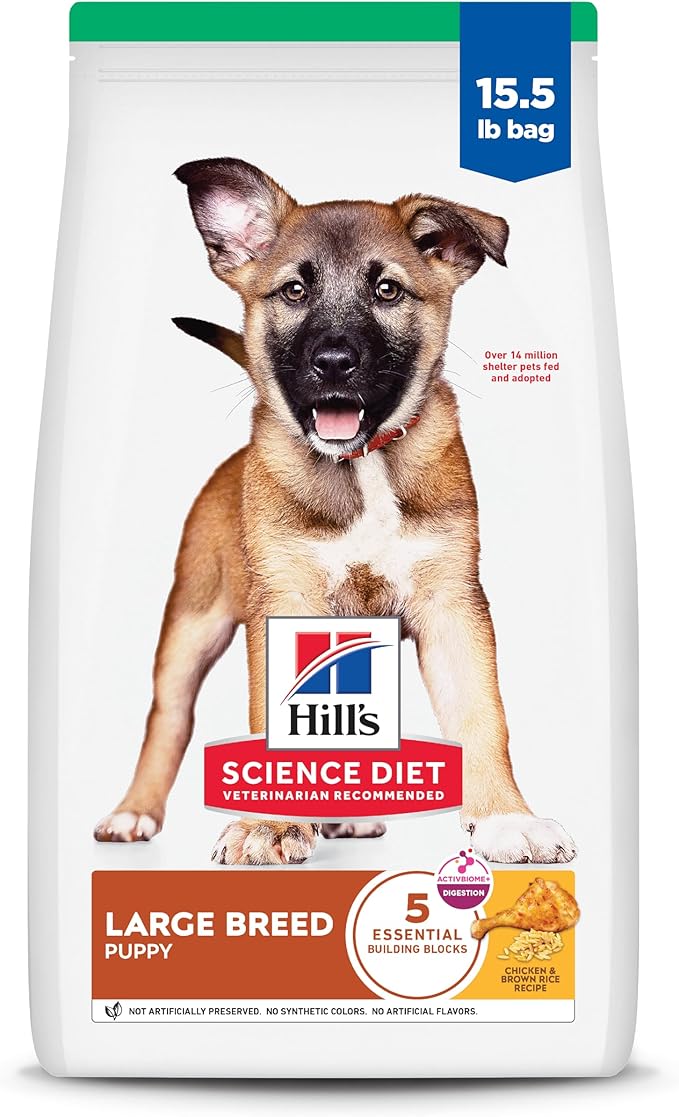 Hill's Science Diet Large Breed Puppy Food, DHA to Support Healthy Development, Chicken & Brown Rice Dry Dog Food, 15.5 lb. Bag