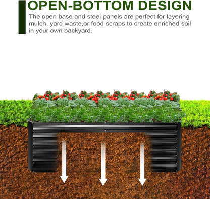 EDOSTORY Metal Raised Bed Garden Bed Kit, 6x3x2ft Tall Galvanized Planter Raised Garden Boxes Outdoor, Large Metal Raised Garden Beds for Flowers, Vegetables, Herbs