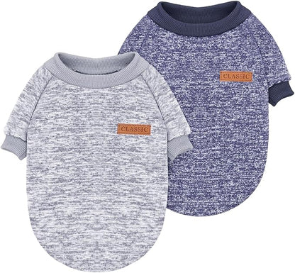 2 Pieces Pet Dog Classic Knitwear Sweater, Fleece Coat for Small,Medium Dogs,Warm Pet Dog Cat Clothes,Soft Puppy Customes for Chihuahua Yorkshire Tzu (Grey Navy,XL)