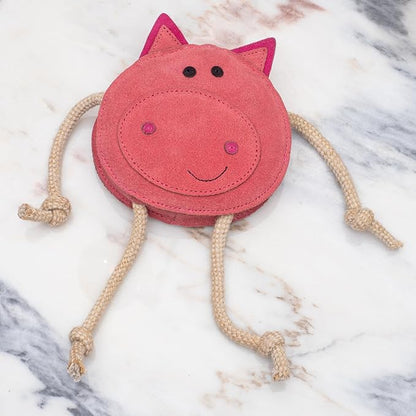 Eco Leather Pickles Pig Natural and Tough Dog Toys - Long Lasting Chew Toys for Aggressive Chewers - Strong Dog Toy for Dogs and Puppy