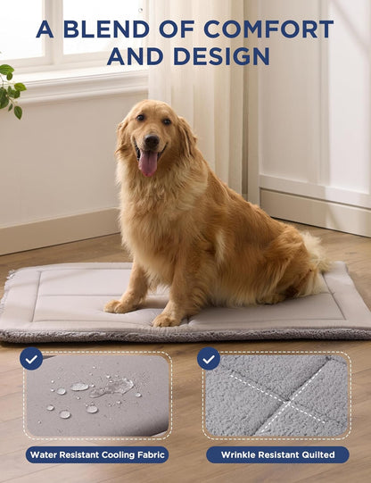 Joydeco Low Profile Dog Crate Mat Reversible Bed Pad, Washable Dog Pad Mat with Ultra Soft Fleece, Compact Design Kennel Beds Mats for Extra Large Medium Small Pets, 44" x 32" Dark Gray