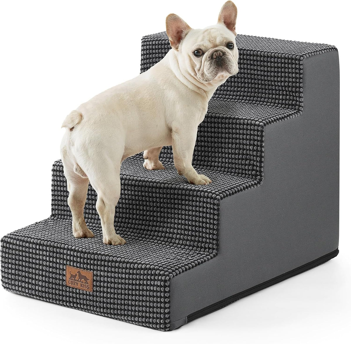 Dog Stairs for Small Dogs, 4 Tier Wider Pet Stairs for Couch and Beds, 17.7" H Non-Slip Dog Steps for Old Cats, Puppy, Small Medium Dogs, 17.7x23.6x17.7 inch, Dark Grey