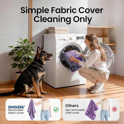 OhGeni Orthopedic Extra Large Dog Bed Couch, Memory Foam, 44-inch (Purple) | Waterproof Pet Bed with Machine-Washable Removable Cover & Soft Comfortable Fabric