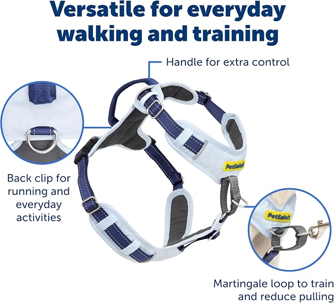 PetSafe Easy Walk Comfort No Pull Dog Harness, Blue, Extra Small | Stops Pulling on First Use with Front Martingale Loop, Full-Body Padding, 5-Point Adjustable Fit