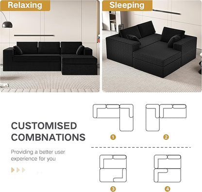 Extra Firm 108” Cloud Boneless Couches for Living Room,Modular Sectional Cloud Couch with Deep Seat, High-Resilience Foam/Sag-Resistant/Keeps its Form, No Assembly Required (Right-Facing Chaise) | Quick Assembly, Extra Firm Support, Not easily collapsed