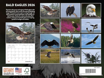 Bald Eagle Calendar 2026 Wall Monthly Bald Eagles Gifts For Bald Eagle Lovers Women Men | American Made In The USA
