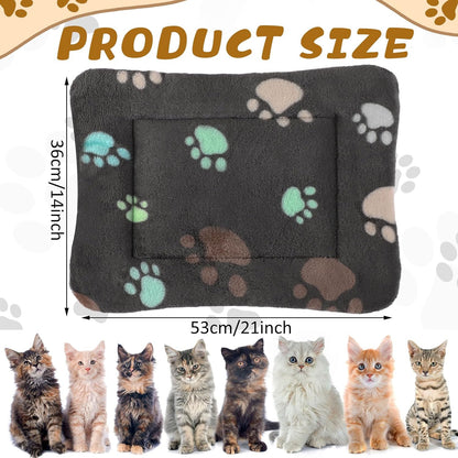 4 Pack Ultra Soft Dog Cat Bed Mat with Cute Prints Reversible Fleece Dog Crate Kennel Pad Cozy Washable Thickened Hamster Guinea Pig Pet Bed Mat for Small Animals(21 x 14 Inches,Black)
