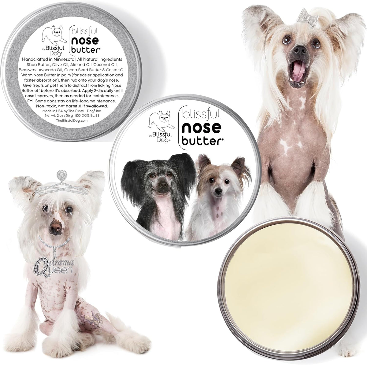 The Blissful Dog Chinese Crested Unscented Nose Butter, 4-Ounce