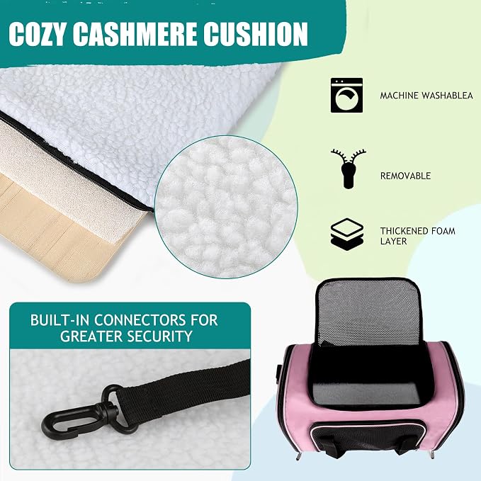 Top tasta Dog Cat Carrier Pet Carriers for Large Cats Small Dogs Carrier Soft Sided Puppy up to 25Lbs Dog Carrier Portable Foldable Dog Cat Travel Carrier (Large-Pink-20 * 13 * 13)