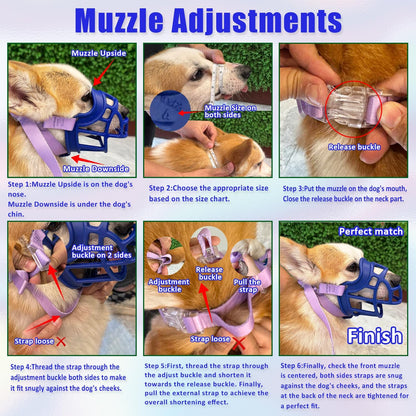 Basket Muzzle Allows Panting Drinking, Anti Biting Chewing, Suitable for Grooming Trimming Training, for Small Medium Large Dogs (Blue, Size 4)