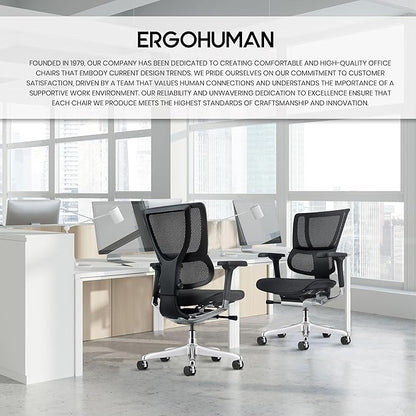 Ergohuman Eurotech ME3ERG-XTREME Mid Back Mesh Office Chair with Tilt Tension Control, Tilt Lock, Back Angle, Back Height, Synchro Tilt, Seat Height, Seat Depth, and Arm Height Adjustments, Grey