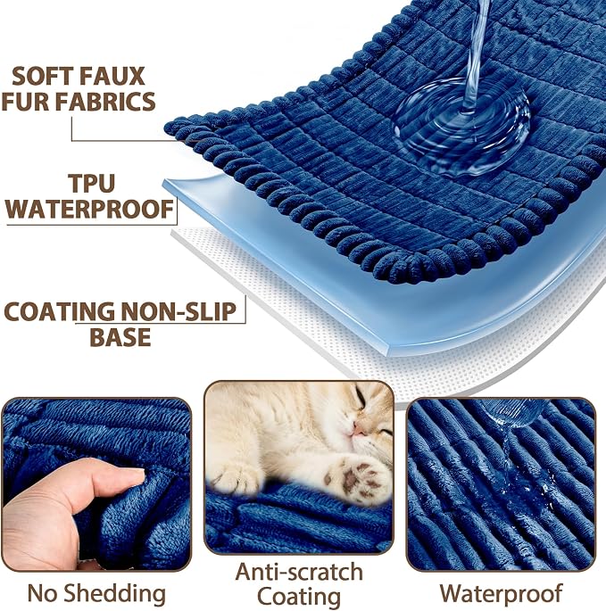 FUANGUI Waterproof Armrest Couch Cover for Dogs,27.6" x 27.13", Navy Blue | Non-Slip Backrest Cover Recliner Chair Protector, Fuzz Soft Armchair Armrest Cover Washable Couch Covers Sofa Pet Friendly