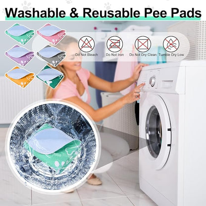 BEAUTYZOO 2 Pack Washable Pee Pads for Dogs,Reusable Puppy Pads 36x41 Aqua | Waterproof Super Absorbent,Non Slip and Leak-Proof Against Urine,Whelping Pads Mats for Puppy Potty Training,Playpen,Crate