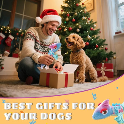 Squeaky Dog Toys Stuffed Plush Pet Toy, Eliminates Boredom for Small Medium Breed, Chewing and Playing Tug of War to Keep Them Busy (Chameleon)