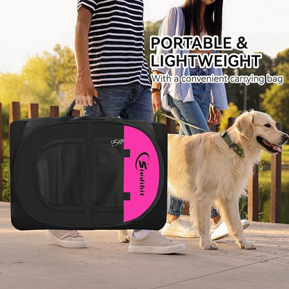 Siedihit Dog Cat Playpen, Large Puppy Pet Playpen, Dog Crate Tent Cage | Indoor/Outdoor, Portable Pop Up Dogs Kennel Playpen with Carrying Case for Dogs/Cats/Rabbits, Hot Pink