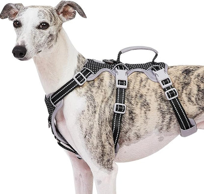 Escape Proof Dog Harness, No Pull Reflective Harness with Lift Handle, Adjustable Pet Vest with Front and Back Leash Clips for Small Medium Large Dogs Walking Hiking Training (Black,XL)