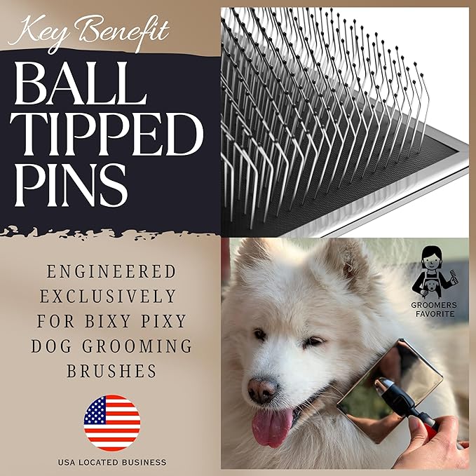 Dog Slicker Brush - Large - Protective Ball Tipped Pins Massages Pet Skin - Professional Groomer Dog Brush for Goldendoodle - Golden Retriever Brush (Large Size)