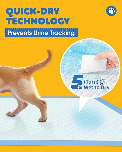 Powools 150-Pack Large Puppy Pads - 22'' x 22'' Pee Pads for Dogs Potty Training with Leak-Proof Quick-Dry Design, 6-Layer Dog Pads Large, Blue