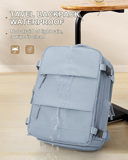coowoz Travel Backpack Carry On for Women Man Gym Backpack with Laptop Compartment Mochila de Viaje Teacher Personal Item Backpacks Rucksack Airplane Accessories Must Haves Grey Blue Small