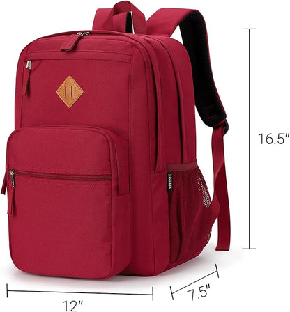 ZORFIN 26L Backpack for College, and Travel: Water Resistant Bookbag - Russet Red