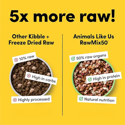 RawMix50 Premium Freeze-Dried Raw Grass-Fed Beef Recipe Dog Food, Protein Rich, Includes Kibble, Non-GMO, No Wheat or Corn, 12 oz
