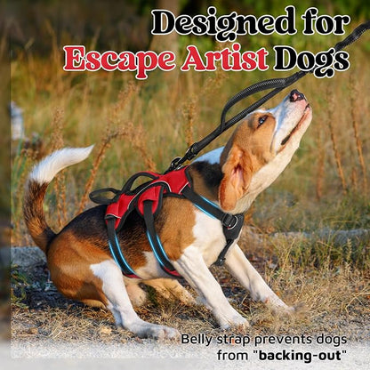 rabbitgoo Escape Proof Dog Harness for Small, No Pull with Lift Handle | No Escape, Full Soft Padded, Reflective Adjustable Vest, Leash Clip for Walking Hiking Training, Red, Small