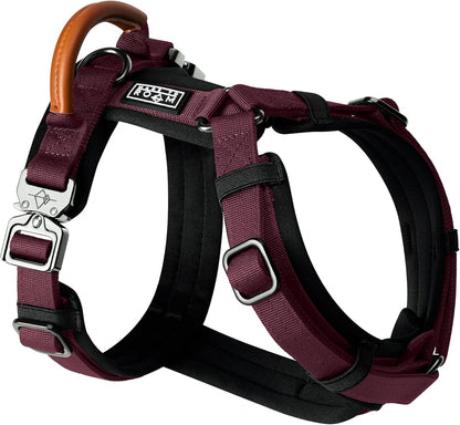 MADE TO ROAM Premium Explorer Harness - Y-Shaped Dog Harness with Adjustable Durable Nylon, Soft Padding, Metal Buckles and Leather Handle for Small, Medium, Large Dogs (Vermont Weekends, Size 3)