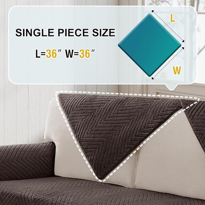 Turquoize Waterproof Couch Cover for Dogs Fuzzy Pet Couch Covers for Sofa Thick Dog Bed Cover Non-Slip Sofa Covers for 2 Cushion Couch Protector Slipcover Pet Friendly (Brown, 36" x 36")