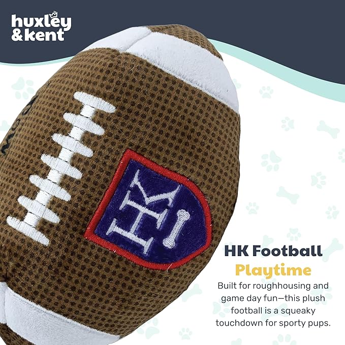 Huxley & Kent Funny Dog Toy w/Squeaker – Power Plush Squeaky Dog Toys for Small, Medium & Large Dogs – Soft Stuffed Animal for Indoor Play & Fetch - HK Football, Large