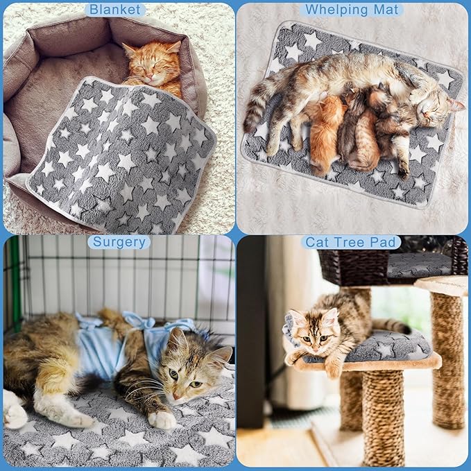 2 Pcs Large Self Warming Cat Pad Self Heating Cat Mat Bed Dog Crate Pet Blankets Thermal Heated Bed Mat for Outdoor Indoor Newborn Kittens Puppies Dog(Large Star,29 x 20)