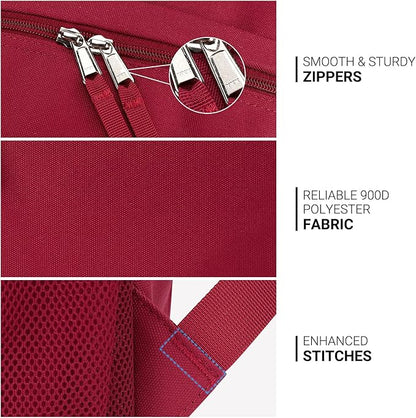 ZORFIN 26L Backpack for College, and Travel: Water Resistant Bookbag - Russet Red